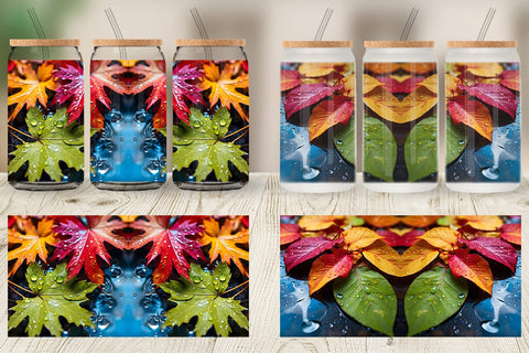 Glass Can Wrap Leaves with Water Drops Sublimation artnoy 