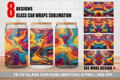 Glass Can Wrap Liquid Multicolor Sublimation artnoy 