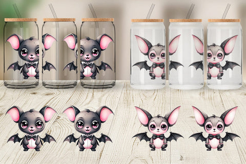 Glass Can Wrap Little Bat Sticker Sublimation artnoy 
