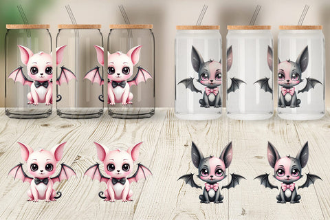 Glass Can Wrap Little Bat Sticker Sublimation artnoy 
