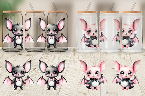 Glass Can Wrap Little Bat Sticker Sublimation artnoy 