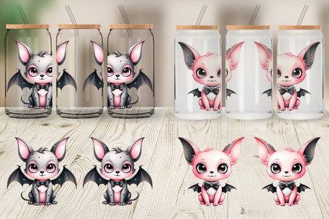 Glass Can Wrap Little Bat Sticker Sublimation artnoy 