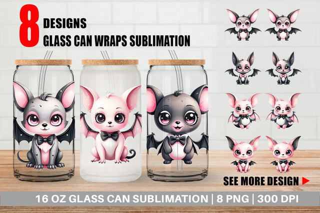 Glass Can Wrap Little Bat Sticker Sublimation artnoy 