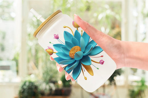 Glass Can Wrap Lotus Vibrant Sublimation artnoy 