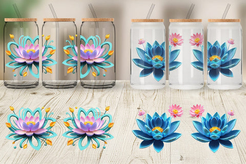 Glass Can Wrap Lotus Vibrant Sublimation artnoy 