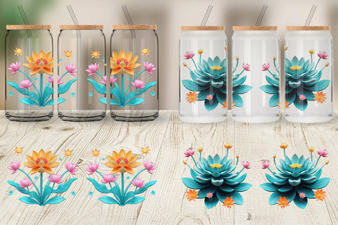Glass Can Wrap Lotus Vibrant Sublimation artnoy 