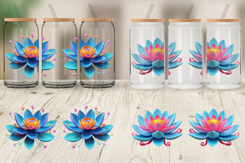Glass Can Wrap Lotus Vibrant Sublimation artnoy 