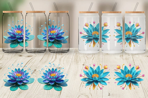 Glass Can Wrap Lotus Vibrant Sublimation artnoy 