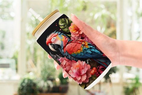 Glass Can Wrap Macaw Bird Sublimation artnoy 