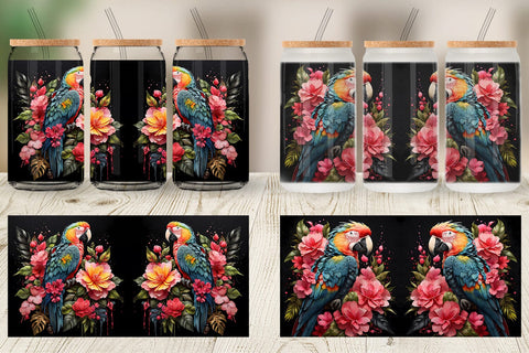 Glass Can Wrap Macaw Bird Sublimation artnoy 