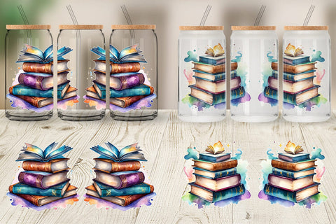 Glass Can Wrap Magical Books Sublimation artnoy 