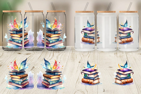 Glass Can Wrap Magical Books Sublimation artnoy 