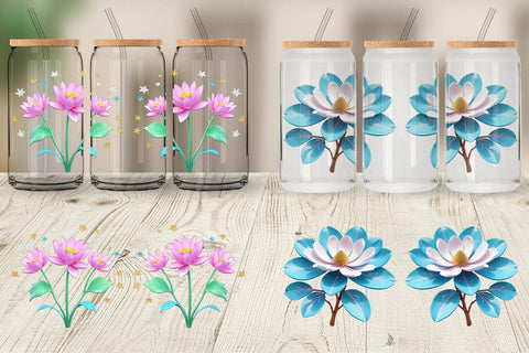 Glass Can Wrap Magnolia Vibrant Sublimation artnoy 