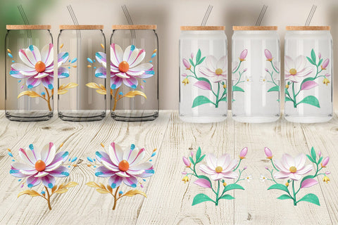Glass Can Wrap Magnolia Vibrant Sublimation artnoy 