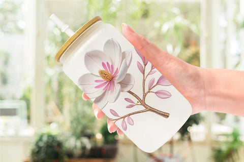 Glass Can Wrap Magnolia Vibrant Sublimation artnoy 