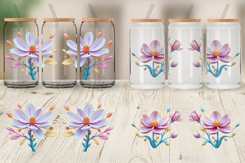 Glass Can Wrap Magnolia Vibrant Sublimation artnoy 