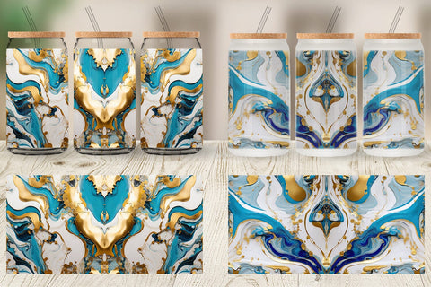 Glass Can Wrap Marble Liquid with gold Sublimation artnoy 