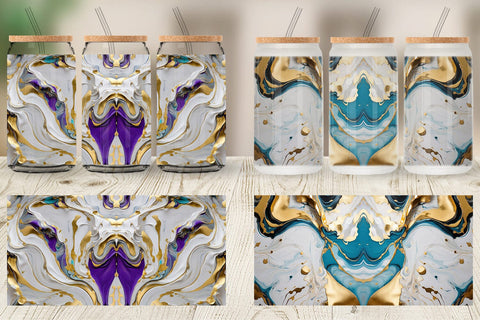 Glass Can Wrap Marble Liquid with gold Sublimation artnoy 