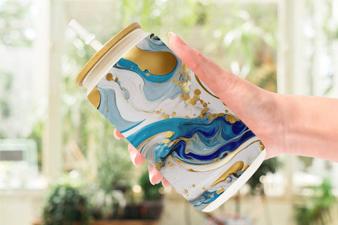 Glass Can Wrap Marble Liquid with gold Sublimation artnoy 