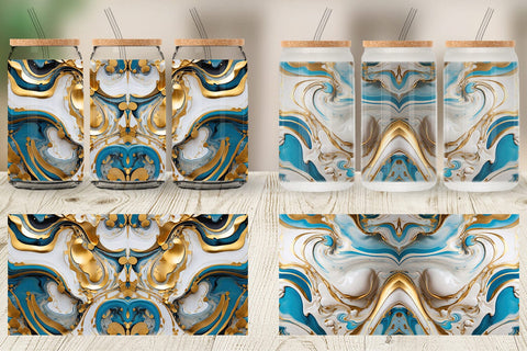 Glass Can Wrap Marble Liquid with gold Sublimation artnoy 