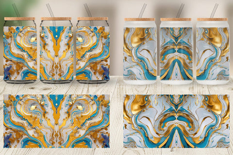 Glass Can Wrap Marble Liquid with gold Sublimation artnoy 