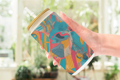 Glass Can Wrap Memphis Watercolor Sublimation artnoy 