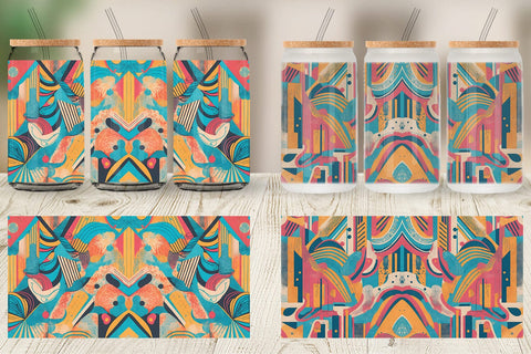 Glass Can Wrap Memphis Watercolor Sublimation artnoy 