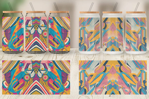 Glass Can Wrap Memphis Watercolor Sublimation artnoy 