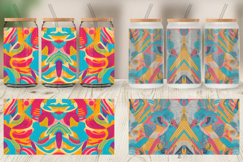 Glass Can Wrap Memphis Watercolor Sublimation artnoy 