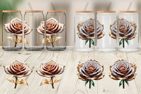 Glass Can Wrap Metallic Rose Sublimation artnoy 