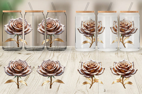 Glass Can Wrap Metallic Rose Sublimation artnoy 