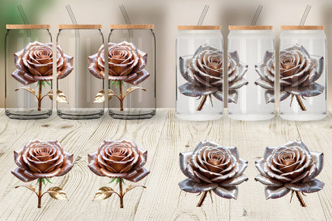 Glass Can Wrap Metallic Rose Sublimation artnoy 