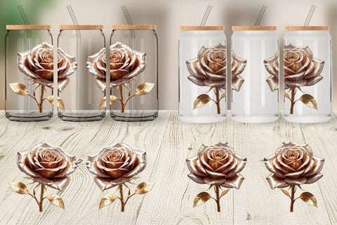 Glass Can Wrap Metallic Rose Sublimation artnoy 
