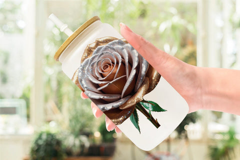 Glass Can Wrap Metallic Rose Sublimation artnoy 