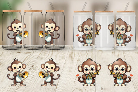 Glass Can Wrap Monkey New Year Sublimation artnoy 