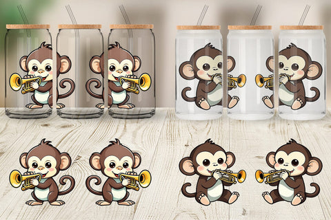 Glass Can Wrap Monkey New Year Sublimation artnoy 
