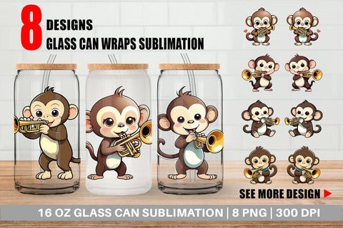 Glass Can Wrap Monkey New Year Sublimation artnoy 
