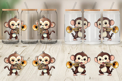 Glass Can Wrap Monkey New Year Sublimation artnoy 