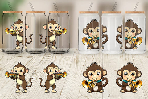 Glass Can Wrap Monkey New Year Sublimation artnoy 