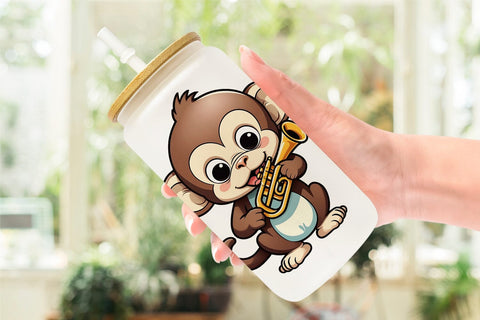 Glass Can Wrap Monkey New Year Sublimation artnoy 