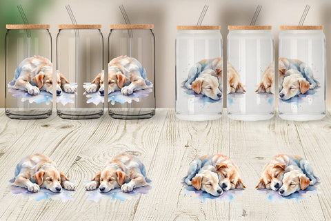 Glass Can Wrap Mother Day Dog Sleeping Sublimation artnoy 