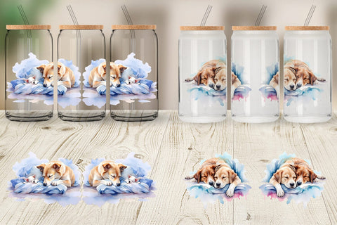 Glass Can Wrap Mother Day Dog Sleeping Sublimation artnoy 