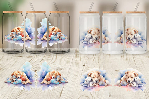 Glass Can Wrap Mother Day Dog Sleeping Sublimation artnoy 