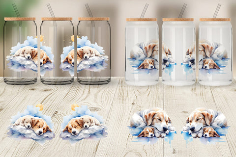 Glass Can Wrap Mother Day Dog Sleeping Sublimation artnoy 