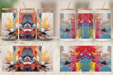 Glass Can Wrap Multicolor Painting Sublimation artnoy 