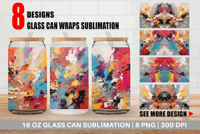 Glass Can Wrap Multicolor Painting Sublimation artnoy 