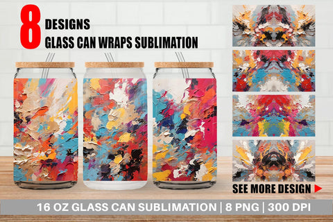Glass Can Wrap Multicolor Painting Sublimation artnoy 