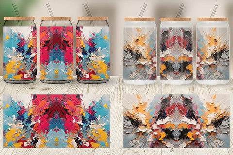 Glass Can Wrap Multicolor Painting Sublimation artnoy 