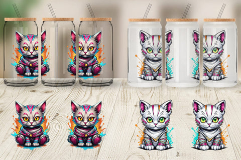 Glass Can Wrap Mummy Kitty Sticker Sublimation artnoy 