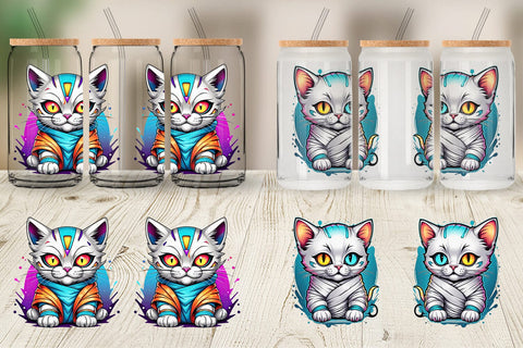 Glass Can Wrap Mummy Kitty Sticker Sublimation artnoy 